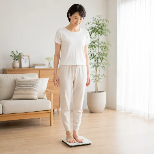 体重計にのる女性